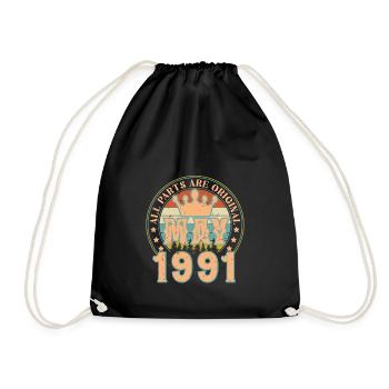 May 1991. May 1991 Birthday Gift. May 1991 - Drawstring Bag - black - Front