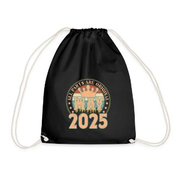May 2025. May 2025 Birthday Gift. May 2025 - Drawstring Bag - black - Front