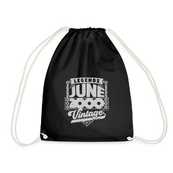 Vintage Gift Birthday June 2000, June 2000. - Drawstring Bag - black - Front