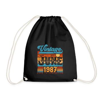 Juni 1987, Vintage-Jubiläumsgeschenk Juni 1987. - Turnbeutel - Schwarz - Vorne