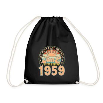Juni 1959. Juni 1959 Geburtstagsgeschenk. Juni - Turnbeutel - Schwarz - Vorne