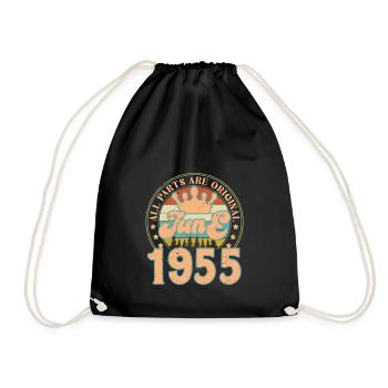Juni 1955. Juni 1955 Geburtstagsgeschenk. Juni - Turnbeutel - Schwarz - Vorne