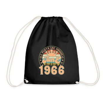 June 1966. June 1966 Birthday Gift. June - Drawstring Bag - black - Front