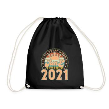 Juni 2021. Geburtstagsgeschenk im Juni 2021. Juni - Turnbeutel - Schwarz - Vorne