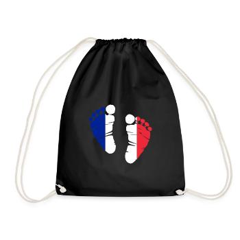 France French flag footprint gift - Drawstring Bag - black - Front