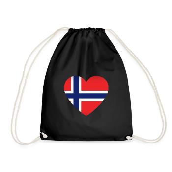 Coeur Norvège Scandinavie Amour - Sac de sport léger - noir - Devant