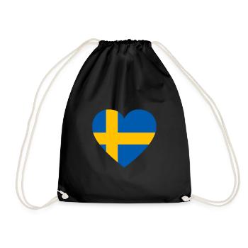 Coeur Suède Scandinavie amour - Sac de sport léger - noir - Devant
