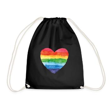 pride bunt regenbogen csd gay liebe herz ehe love - Turnbeutel - Schwarz - Vorne