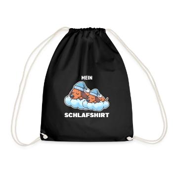 Schlafshirt Dachshund Schlafanzug Geschenk - Turnbeutel - Schwarz - Vorne