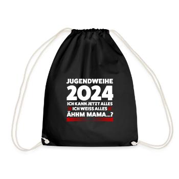 Jugendweihe 2024 Jugend Jugendfeier 2024 Geschenk - Turnbeutel - Schwarz - Vorne