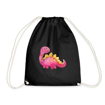 Niedlicher Rosa Dinosaurier Relief 3D-Look Mädchen - Turnbeutel - Schwarz - Vorne