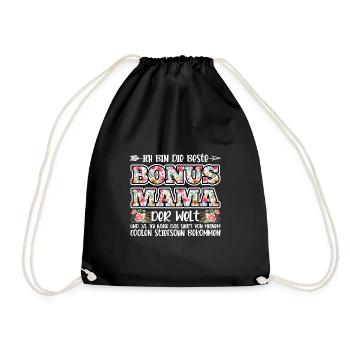 Bonus Mama Familie Stiefmutter Geschenk - Turnbeutel - Schwarz - Vorne