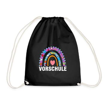 Vorschule Regenbogen Vorschüler Geschenk - Turnbeutel - Schwarz - Vorne