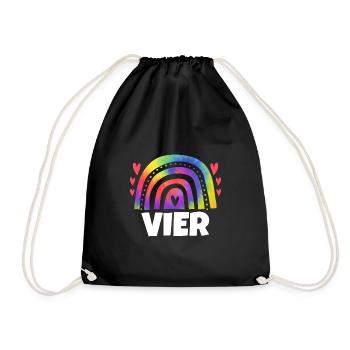 3.Geburtstag Regenbogen 3 Jahre alt Geschenk - Turnbeutel - Schwarz - Vorne