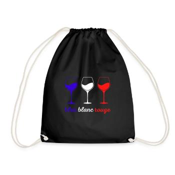 VINS DE FRANCE bleu blanc et rouge Verre à vin - Sac de sport léger - noir - Devant