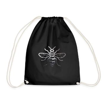Manchester Bee - Chrome Effect - Drawstring Bag - black - Front