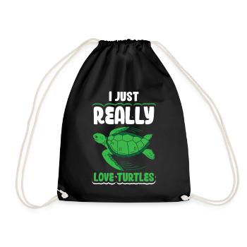 I just really love Turtles - Turnbeutel - Schwarz - Vorne