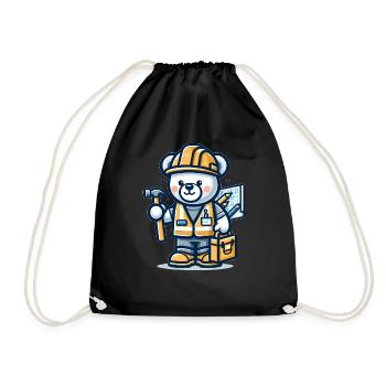 Cute Bear Construction Worker - Turnbeutel - Schwarz - Vorne