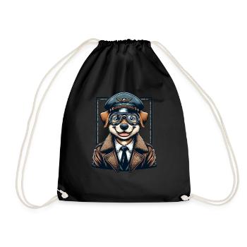 Cute Dog Pilot - Turnbeutel - Schwarz - Vorne
