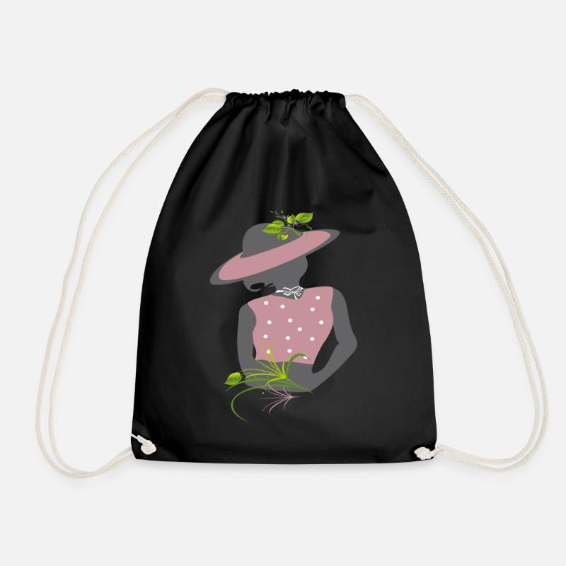 Girl mit Hut Illustration - Turnbeutel - Schwarz