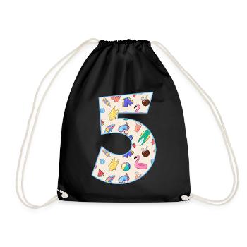HOLIDAY NUMBER 5 YEARS SUMMER 5TH BIRTHDAY - Drawstring Bag - black - Front