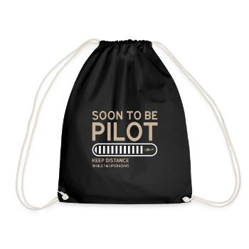 Pilot Pilot Flugzeug Geschenk - Turnbeutel - Schwarz - Vorne