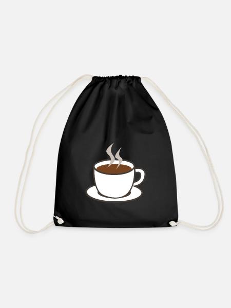 Coffee cup coffee cup coffee pot - Drawstring Bag - black