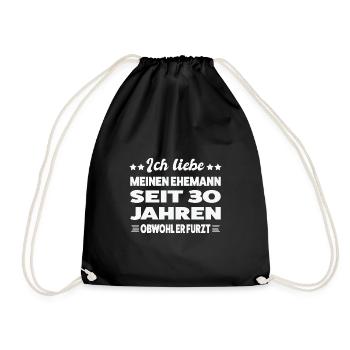 30 Jahre Ehe Ehefrau Perlen-Hochzeit Geschenk - Turnbeutel - Schwarz - Vorne
