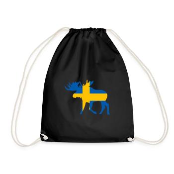 Elch Schweden Flagge Skandinavien Jagen Jagd - Turnbeutel - Schwarz - Vorne