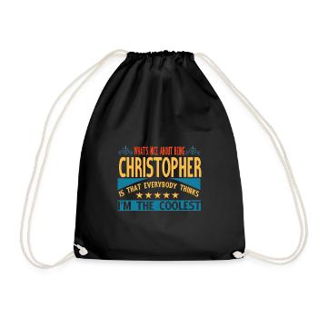 Vorname Christopher Name Christopher Geschenk - Turnbeutel - Schwarz - Vorne