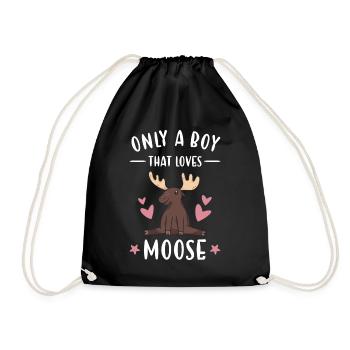 Elk Only A Boy That Loves Moose - Drawstring Bag - black - Front