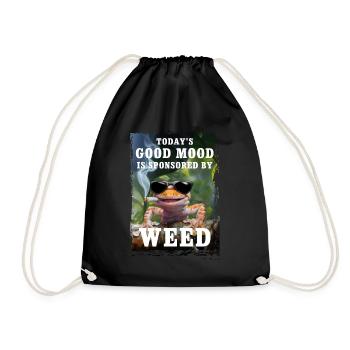 Gecko - Today's good mood is sponsored by weed - Drawstring Bag - black - Front
