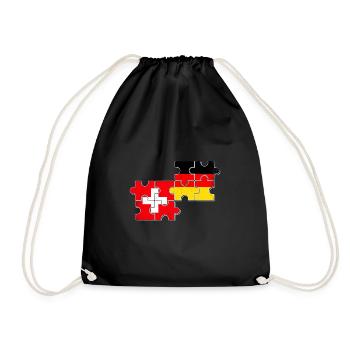 Schweiz Deutschland Flagge Schweizer Deutscher - Turnbeutel - Schwarz - Vorne