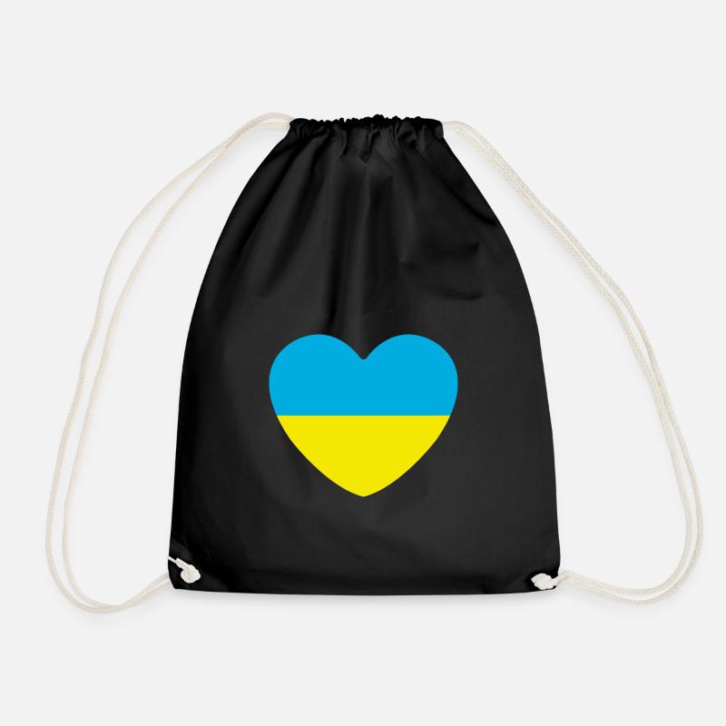 Ukraine Heart - Drawstring Bag - black