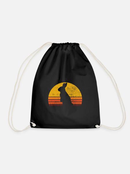 Hase Osterhase Hasen Häschen Sunset Retro Geschenk - Turnbeutel - Schwarz