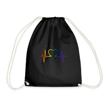 Arc-en-ciel drapeau cadeau battement de cœur LGBT - Sac de sport léger - noir - Devant