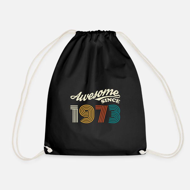 Vintage 1973 birthday retro vintage gift - Drawstring Bag - black