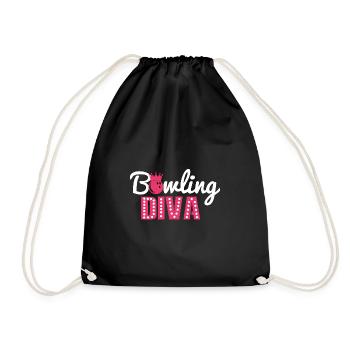 Bowling Diva - Keglerin kegeln Geschenk - Turnbeutel - Schwarz - Vorne