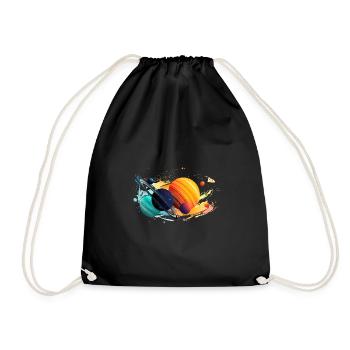 Surrealist planets with Saturn - Drawstring Bag - black - Front