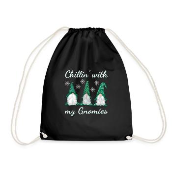 Chillin avec mes gnomies - Gnomes de Noël - Sac de sport léger - noir - Devant