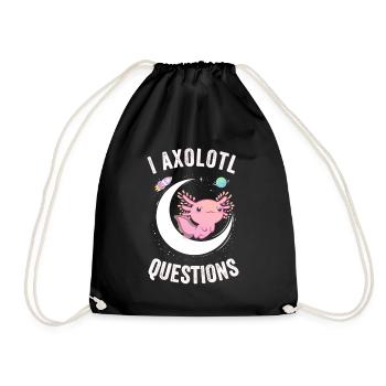 I Axolotl Questions, Funny Axolotl, Cute Pink - Drawstring Bag - black - Front