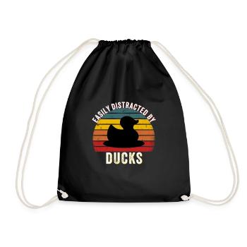 Easily distracted by ducks, Funny Duck Lovers, - Drawstring Bag - black - Front