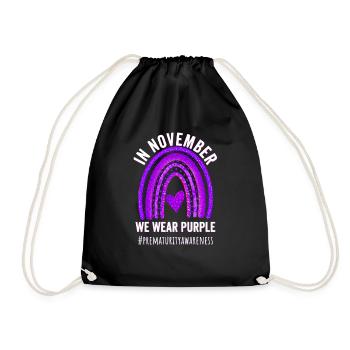 In November we wear Purple, Prematurity - Drawstring Bag - black - Front