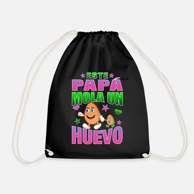 This dad rocks an egg - Drawstring Bag - black