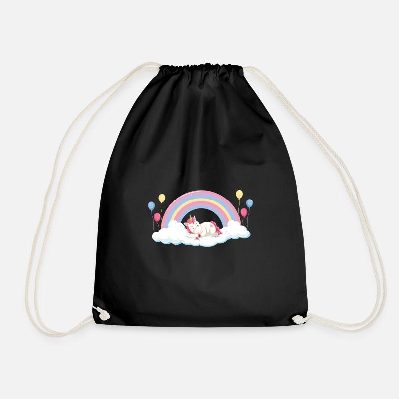 Unicorn with rainbow - Drawstring Bag - black