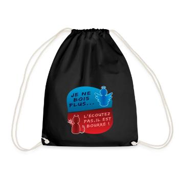Ange, Démon, je ne bois plus, il est bourré Humour - Sac de sport léger - noir - Devant