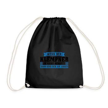 Klempner Beruf Installateur Geschenk - Turnbeutel - Schwarz - Vorne