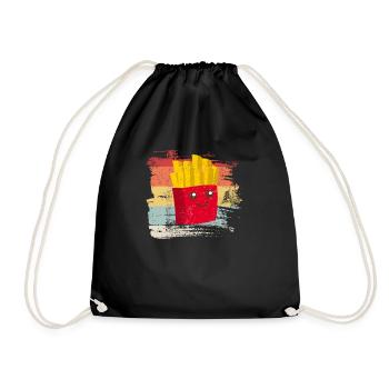 French Fries Fries Fries Fries Food Gift - Drawstring Bag - black - Front