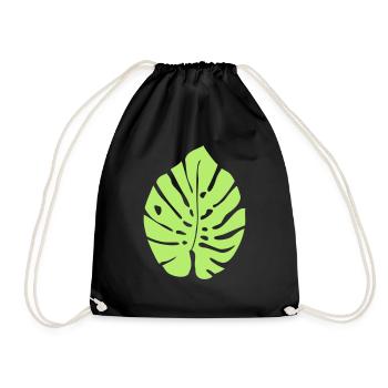 Monstera Leaf / Monstera Leaf 1c - Drawstring Bag - black - Front