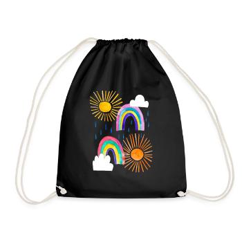 Rainbow, clouds, sun, rain in bright colors - Drawstring Bag - black - Front